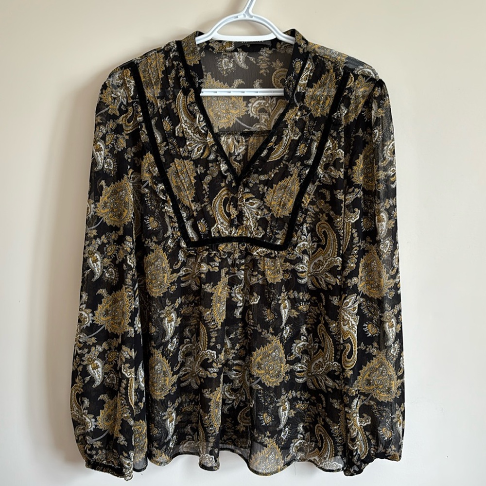 Suzy Shier - Sheer Paisley witchy Top